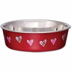 LOVING PETS PRODUCTS DESIGNER AND EXPRESSIONS BELLA BOWLS 1/2 PT. RED HEARTS VALENTINE  UPC 842982077614