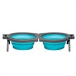 LOVING PETS PRODUCTS BELLA ROMA TRAVEL BOWL DOUBLE DINER LG BLUE UPC 842982079922