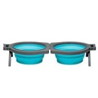 LOVING PETS PRODUCTS BELLA ROMA TRAVEL BOWL DOUBLE DINER LG BLUE UPC 842982079922