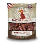 LOVING PETS PRODUCTS NATURAL VALUE U.S.A. SOFT CHEW BEEF SAUSAGES 14 OZ.  UPC 842982080720