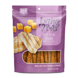 LOVING PETS PRODUCTS CHICKEN & CHEESE JERKY STICKS 6 OZ. UPC 10842982083042