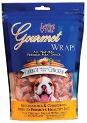 LOVING PETS PRODUCTS CARROT & CHICKEN WRAPS 6 OZ.  UPC 842982055629