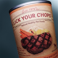 LICK YOUR CHOPS BEEF W BROWN RICE DOG FOOD 13 OZ CANS 12/CS UPC 032976167555