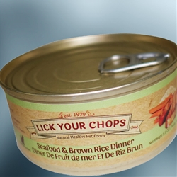 LICK YOUR CHOPS SEAFOOD & BROWN RICE 5.5 OZ CANS 24/CS UPC 032976559701