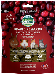 ** OUT OF STOCK **OXBOW ANIMAL HEALTH SIMPLE REWARDS BAKED TREATS W/CRANBERRY 3 OZ. PKG  UPC 744845960227