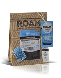 ROAM PET TREATS OSSY SLICES FREEZE DRIED OSTRICH 2 OZ.UPC 108-1878202130-0