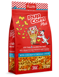 ** OUT OF STOCK **SUNSHINE MILLS 2/27 OZ. PUPCORN PLUS W CHICKEN & CHEDDAR CHEESE FLAVOR UPC 738039208981