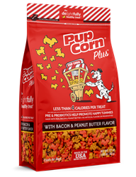 ** OUT OF STOCK **SUNSHINE MILLS 6/4 OZ. PUPCORN PLUS BACON & PEANUT BUTTER DOG TREATS UPC 738039209064