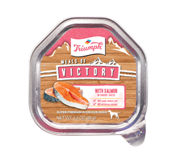 TRIUMPH PET INDUSTRIES MEALS OF VICTORY SALMON IN SAVORY JUICES DOG 15/3.5 OZ  UPC 073657009344