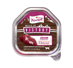 ** OUT OF STOCK **TRIUMPH PET INDUSTRIES MEALS OF VICTORY LIVER IN SAVORY JUICES CAT 15/3.5 OZ  UPC 073657009412