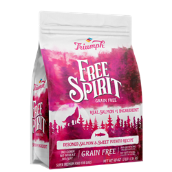 ** OUT OF STOCK **TRIUMPH PET INDUSTRIES FREE SPIRIT GRAIN FREE SALMON & SWEET POTATO 3 LB  UPC 073657390190