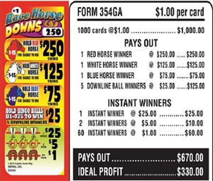 354GA Race Horse Downs $1.00 Bingo Event Ticket