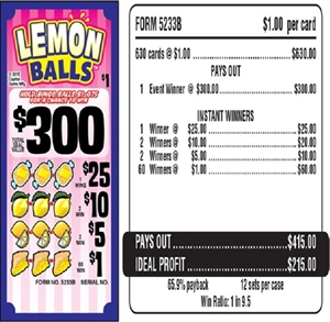 5233B Lemon Balls $1.00 Bingo Event Ticket