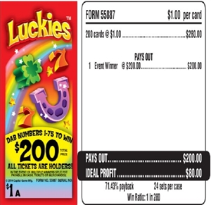 $200 TOP - Form # 55887 Luckies $1.00 Bingo Event Ticket