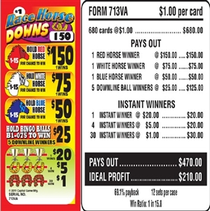 713VA Race Horse Downs $1.00 Bingo Event Ticket