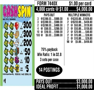 $300 TOP ($5 Bottom) - Form # 7440X Cash Spin (3-Window)