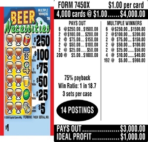 $250 TOP ($5 Bottom) - Form # 7450X Beer Necessities (3-Window)