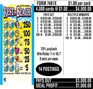 $250 TOP ($5 Bottom) - Form # 7461X Rest In Beach (3-Window)