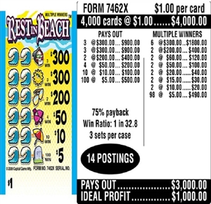 $300 TOP ($5 Bottom) - Form # 7462X Rest In Beach (3-Window)