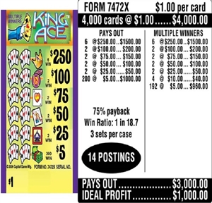 $250 TOP ($5 Bottom) - Form # 7472X King Ace (3-Window)