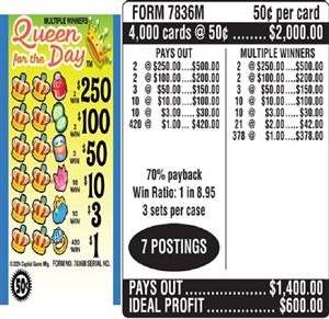 $250 TOP - Form # 7836M Queen For The Day $0.50 Ticket (3-Window)