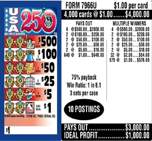 $500 TOP ($1 Bottom) - Form # 7966U USA 250 (3-Window)