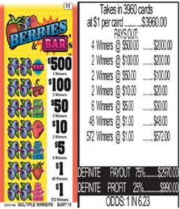 $500 TOP - Form # BARF116 Berries & Bars $1.00 Ticket