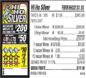 $200 TOP - Form # HHS07 Hi Ho Silver $1.00 Bingo Event Ticket