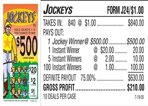 $500 TOP - Form # J24 Jockeys $1.00 Bingo Event Ticket