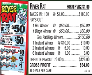 $50 TOP - Form # RVR2 River Rat $1.00 Bingo Event Ticket
