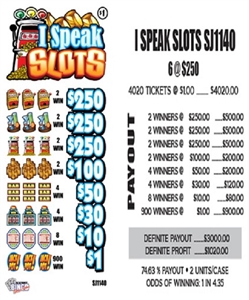 $250 TOP ($1 Bottom) - Form #SJ1140 I Speak Slots (5-Window)