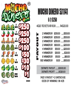 $250 TOP ($1 Bottom) - Form #SJ1141 Mucho Dinero (5-Window)