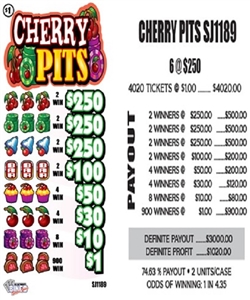 $250 TOP ($1 Bottom) - Form #SJ1189 Cherry Pits (5-Window)