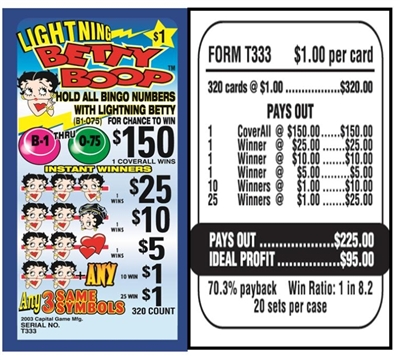 T333 Lightning Betty Boop $1.00 Bingo Event Ticket