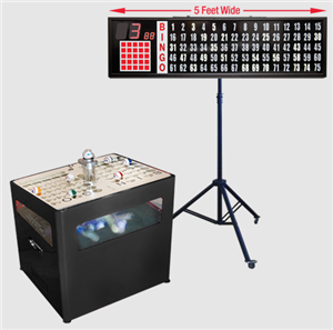 Professional Table Top bingo blower, 5 foot Flashboard, Stand with Verifier