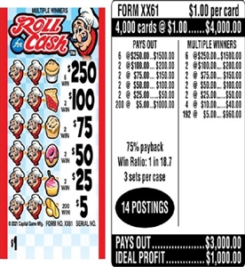 $250 TOP ($5 Bottom) - Form # XX61 Roll For Cash (3-Window)