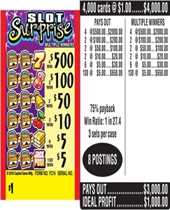 $500 TOP ($5 Bottom) - Form # YC74 Slot Surprise (3-Window)
