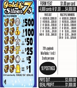 $500 TOP ($1 Bottom) - Form # YE47 Gold & Silver 7's (3-Window)
