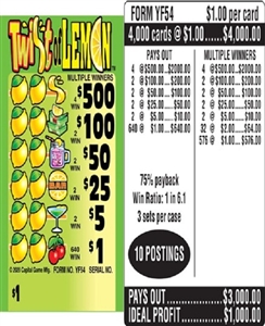 $500 TOP ($1 Bottom) - Form # YF54 Twisted Lemon (3-Window)