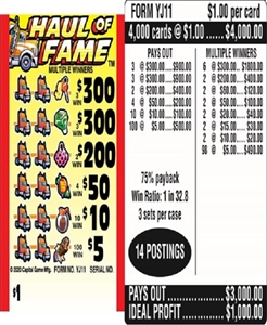 $300 TOP ($5 Bottom) - Form # YJ11 Haul Of Fame (3-Window)