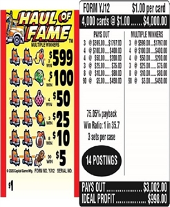 $599 TOP ($5 Bottom) - Form # YJ12 Haul Of Fame (3-Window)