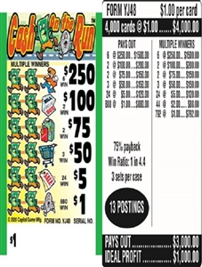 $250 TOP ($1 Bottom) - Form # YJ48 Cash On The Run (3-Window)