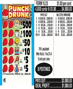 $500 TOP ($5 Bottom) - Form # YL23 Punch Drunk (3-Window)