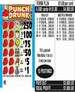 $250 TOP ($1 Bottom) - Form # YL24 Punch Drunk (3-Window)