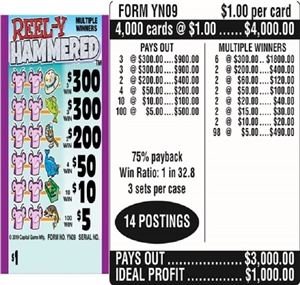 $300 TOP ($5 Bottom) - Form # YN09 Reel-Y Hammered (3-Window)