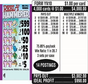 $599 TOP ($5 Bottom) - Form # YN10 Reel-Y Hammered (3-Window)