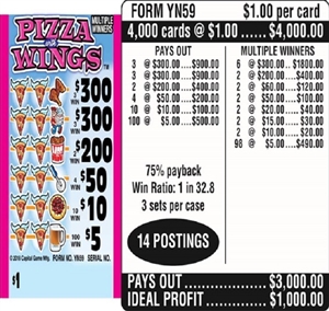 $300 TOP ($5 Bottom) - Form # YN59 Pizza With Wings (3-Window)