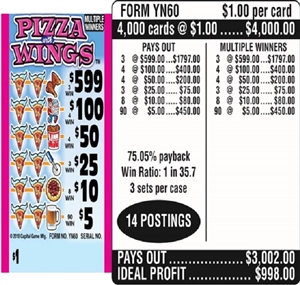 $599 TOP ($5 Bottom) - Form # YN60 Pizza With Wings (3-Window)