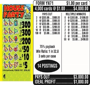 $300 TOP ($5 Bottom) - Form # YN71 House Party (3-Window)