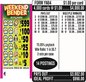$599 TOP ($5 Bottom) - Form # YN84 Weekend Bender (3-Window)